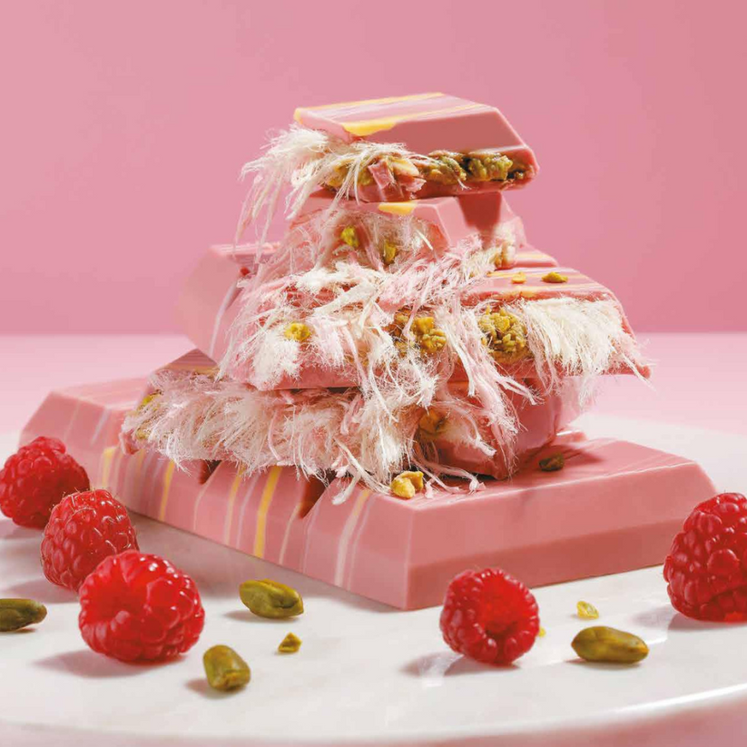 Beyoğlu Angel Hair Raspberry White Chocolate with Cotton Candy and Pistachio Cream - 80g