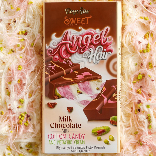 Beyoğlu Angel Hair Milk Chocolate with Cotton Candy and Pistachio Cream - 170g