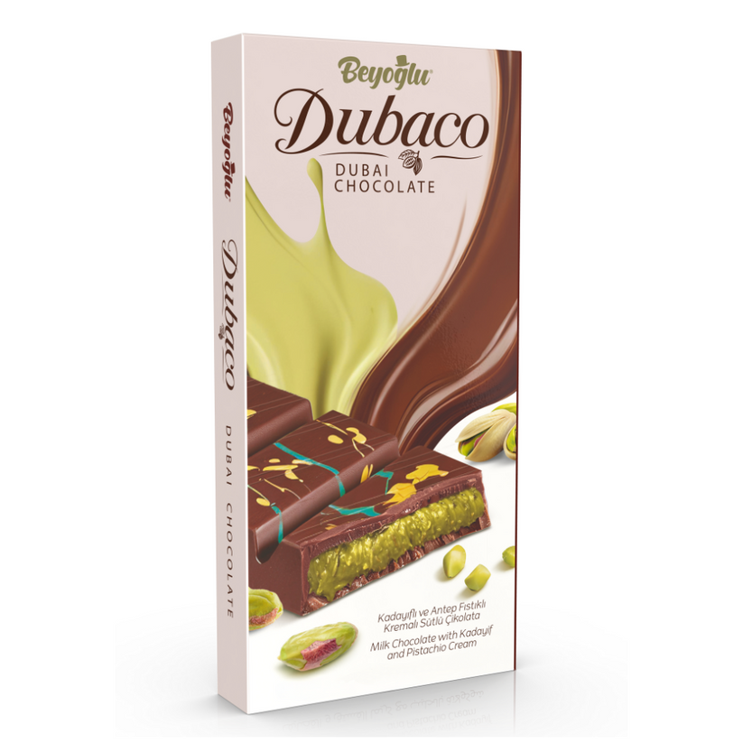 Beyoğlu Dubaco Milk Chocolate with Kadayif and Pistachio Cream - 200g