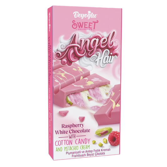 Beyoğlu Angel Hair Raspberry White Chocolate with Cotton Candy and Pistachio Cream - 170g