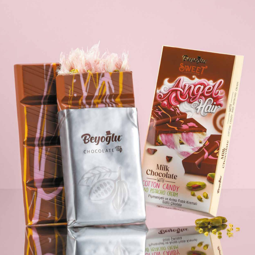 Beyoğlu Angel Hair Milk Chocolate with Cotton Candy and Pistachio Cream - 170g