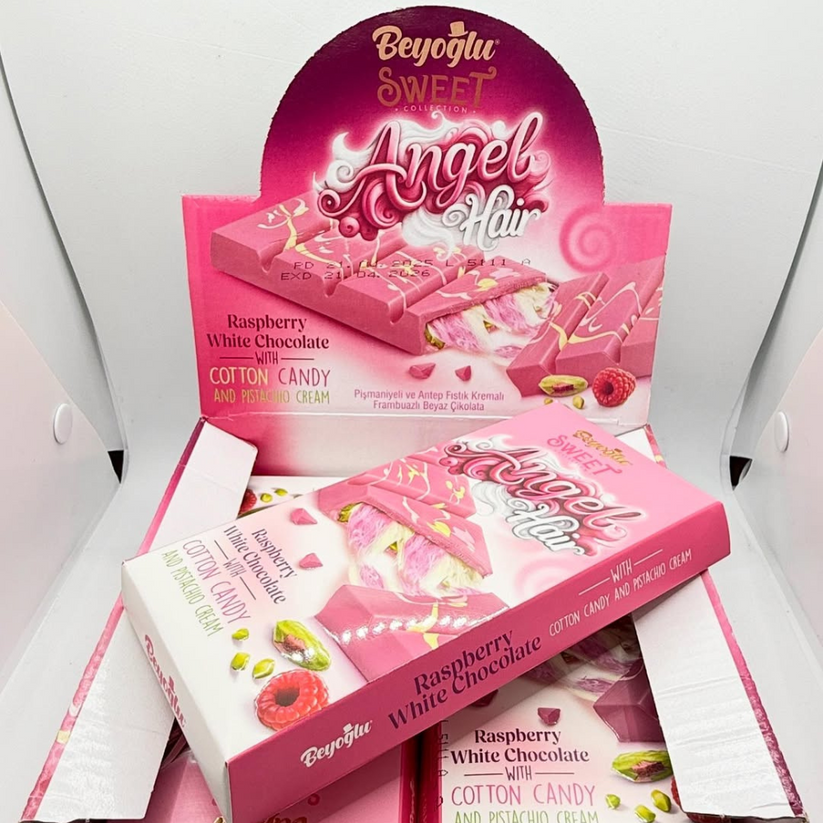Beyoğlu Angel Hair Raspberry White Chocolate with Cotton Candy and Pistachio Cream - 170g